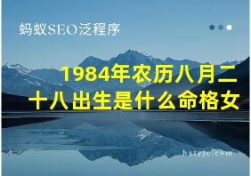 1984年农历八月二十八出生是什么命格女