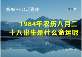 1984年农历八月二十八出生是什么命运呢