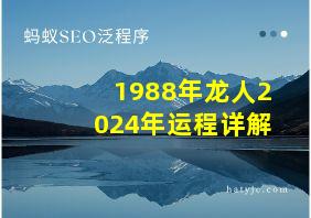 1988年龙人2024年运程详解