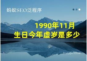 1990年11月生日今年虚岁是多少