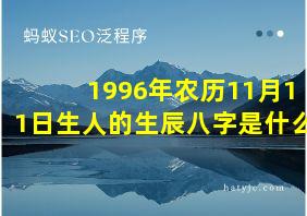 1996年农历11月11日生人的生辰八字是什么