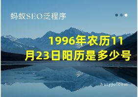 1996年农历11月23日阳历是多少号