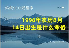 1996年农历8月14日出生是什么命格