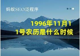 1996年11月11号农历是什么时候