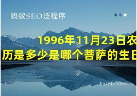 1996年11月23日农历是多少是哪个菩萨的生日