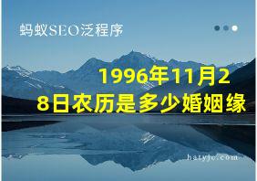 1996年11月28日农历是多少婚姻缘