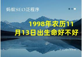 1998年农历11月13日出生命好不好