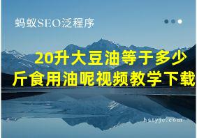 20升大豆油等于多少斤食用油呢视频教学下载