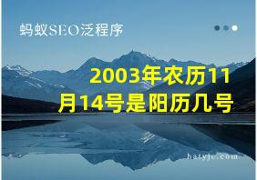 2003年农历11月14号是阳历几号