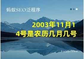 2003年11月14号是农历几月几号