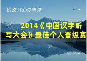 2014《中国汉字听写大会》最佳个人晋级赛