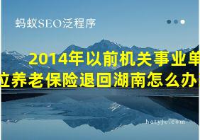 2014年以前机关事业单位养老保险退回湖南怎么办理