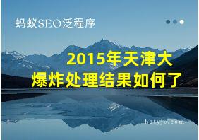 2015年天津大爆炸处理结果如何了