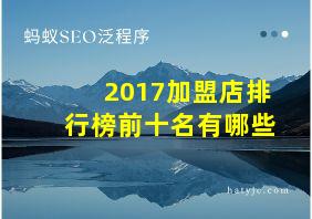 2017加盟店排行榜前十名有哪些