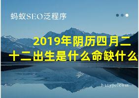 2019年阴历四月二十二出生是什么命缺什么