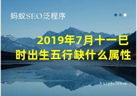 2019年7月十一巳时出生五行缺什么属性