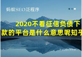 2020不看征信负债下款的平台是什么意思呢知乎