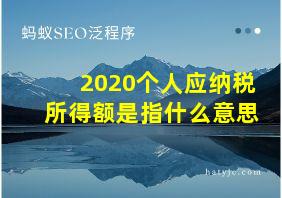 2020个人应纳税所得额是指什么意思