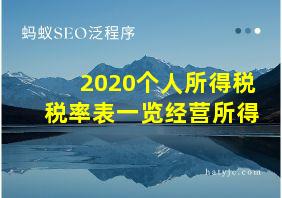 2020个人所得税税率表一览经营所得