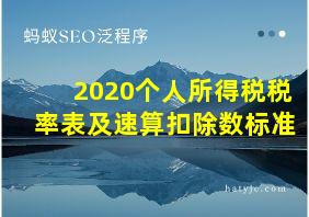 2020个人所得税税率表及速算扣除数标准