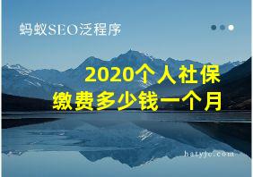 2020个人社保缴费多少钱一个月