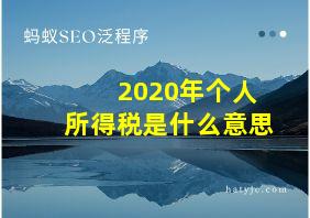 2020年个人所得税是什么意思