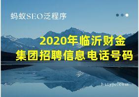 2020年临沂财金集团招聘信息电话号码