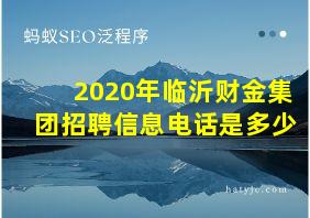 2020年临沂财金集团招聘信息电话是多少