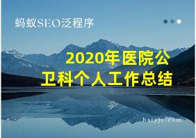 2020年医院公卫科个人工作总结