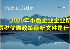 2020年小微企业企业所得税优惠政策最新文件是什么