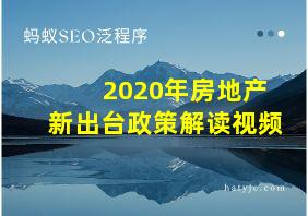 2020年房地产新出台政策解读视频