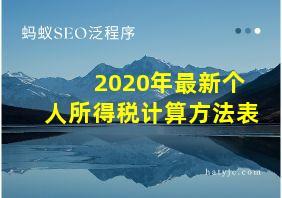 2020年最新个人所得税计算方法表