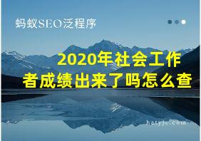 2020年社会工作者成绩出来了吗怎么查