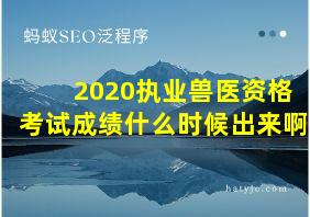 2020执业兽医资格考试成绩什么时候出来啊