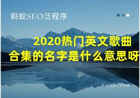 2020热门英文歌曲合集的名字是什么意思呀