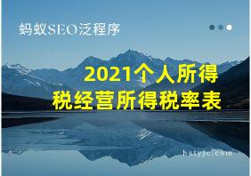 2021个人所得税经营所得税率表