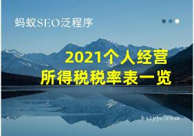 2021个人经营所得税税率表一览