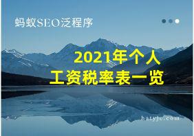 2021年个人工资税率表一览