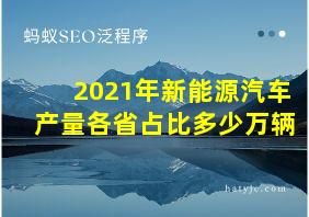 2021年新能源汽车产量各省占比多少万辆