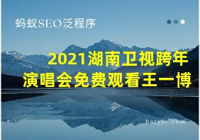 2021湖南卫视跨年演唱会免费观看王一博