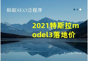 2021特斯拉model3落地价