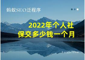 2022年个人社保交多少钱一个月