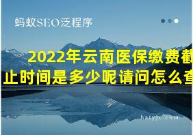 2022年云南医保缴费截止时间是多少呢请问怎么查