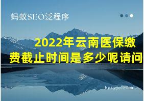 2022年云南医保缴费截止时间是多少呢请问