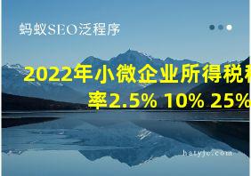 2022年小微企业所得税税率2.5% 10% 25%