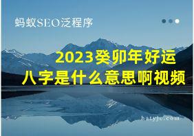 2023癸卯年好运八字是什么意思啊视频