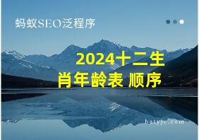 2024十二生肖年龄表 顺序