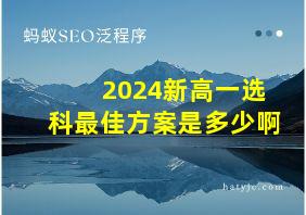 2024新高一选科最佳方案是多少啊