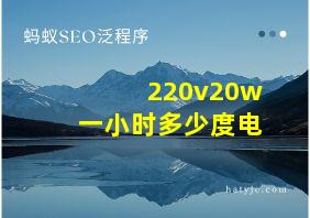 220v20w一小时多少度电