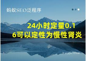 24小时定量0.16可以定性为慢性肾炎